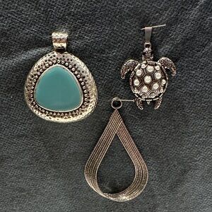 Lot of 3 Silver Tone Pendants :Women Jewelry